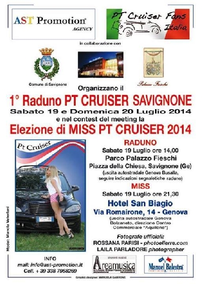 SABATO 19 E DOMENICA 20 LUGLIO 2014 IL PRIMO RADUNO PT CRUISER SAVIGNONE CON SFILATA DI BELLEZZA PER Savignone, Genova