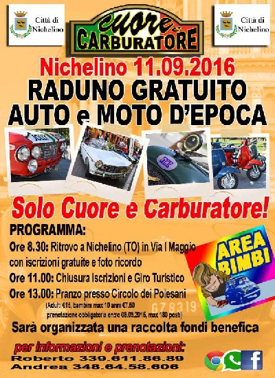 AUTO E MOTO D EPOCA GRATUITO BENEFICO DI SOLO CUORE E CARBURATORE NICHELINO TORINO PIEMONTE